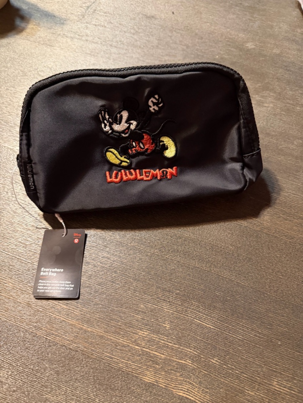 lululemon athletica Black Belt Bag with Embroidered Mickey